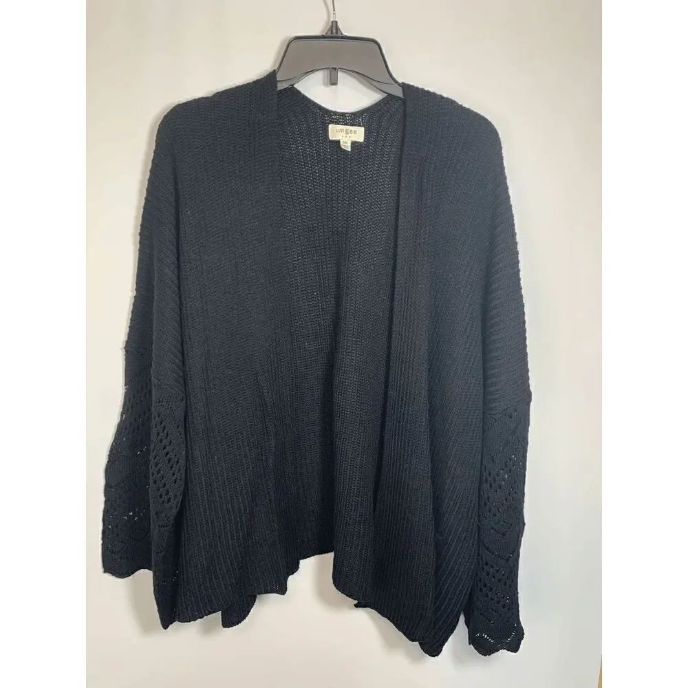 Umgee Open 3/4 Sleeve Black Knit Cardigan